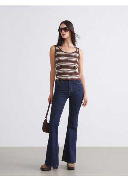 U Yaka Çizgili Kadın Triko Atlet fiyatları