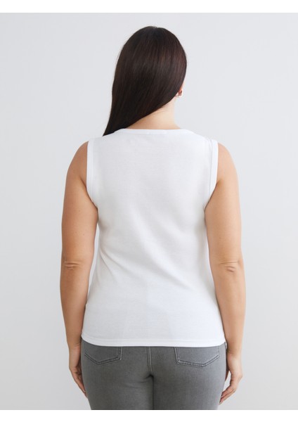 Büyük Beden V Yaka Kadın Atlet 2'li