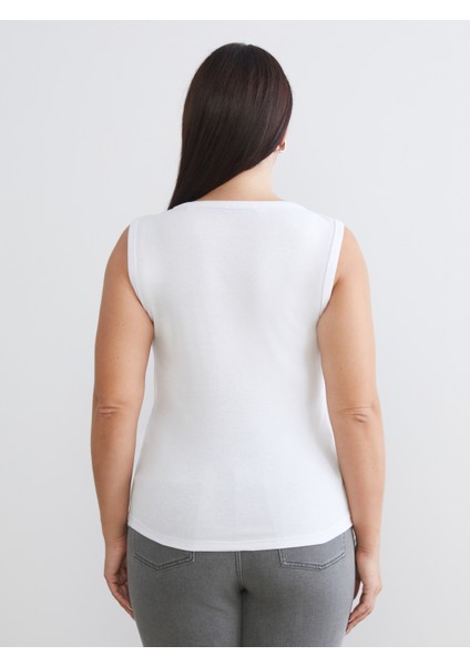 Büyük Beden V Yaka Kadın Atlet 2'li