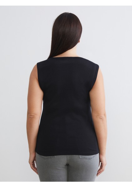 Büyük Beden V Yaka Kadın Atlet 2'li