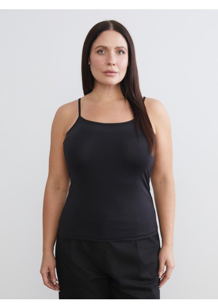 Büyük Beden Kare Yaka Askılı Kadın Atlet 2'li