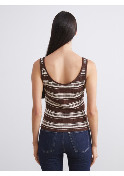 U Yaka Çizgili Kadın Triko Atlet fırsatları