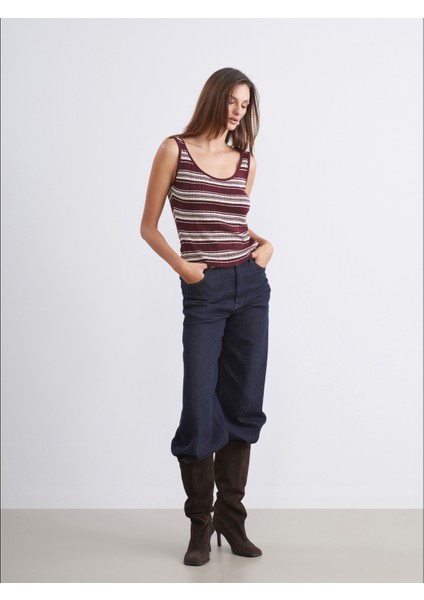 U Yaka Çizgili Kadın Triko Atlet fiyatları