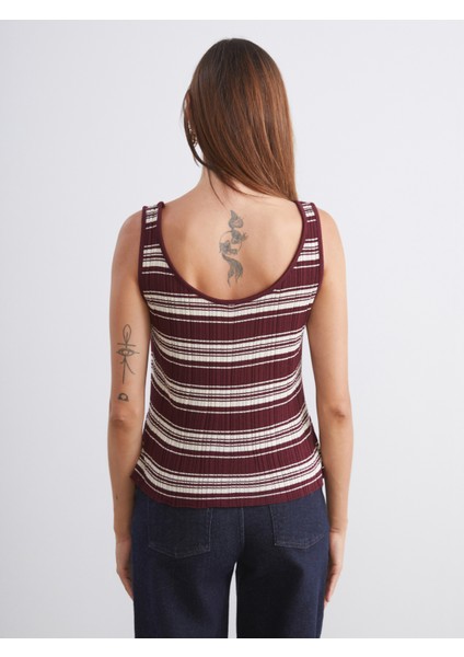 U Yaka Çizgili Kadın Triko Atlet fırsatları