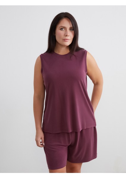 Bisiklet Yaka Modal Karışımlı Kadın Atlet