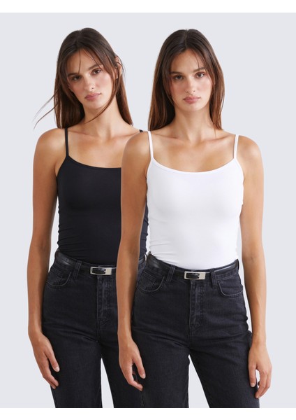 Kare Yaka Askılı Kadın Atlet 2'li