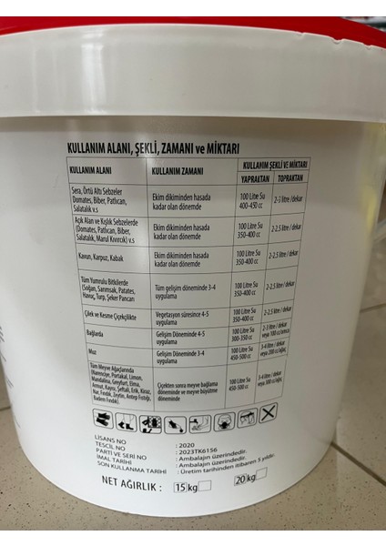 Potasay 20 kg – Meyve İrilik ve Kalite Artırıcı Katı Potasyum Gübre (Kek Formda) fiyatları