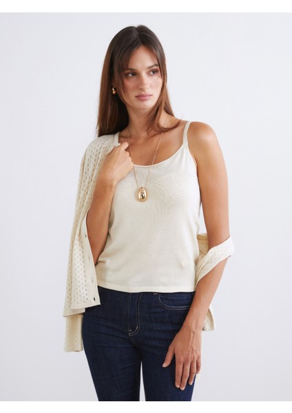 U Yaka Askılı Kadın Triko Atlet