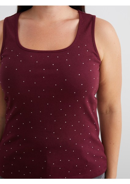 Büyük Beden U Yaka Taşlı Kadın Atlet modelleri