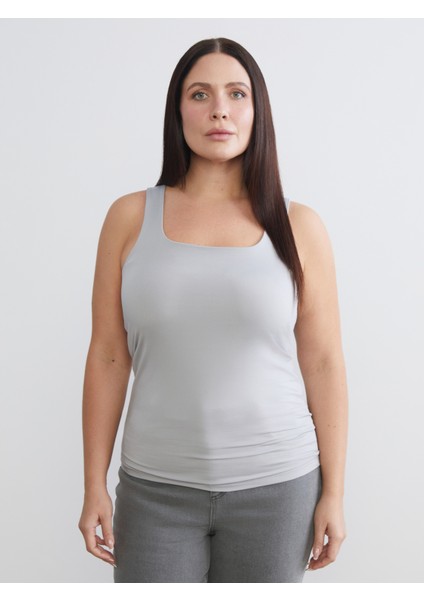 Büyük Beden Kare Yaka Kadın Atlet 2'li modelleri