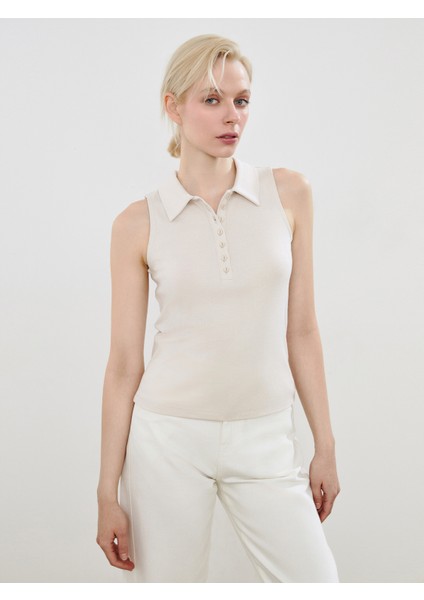 Polo Yaka Modal Karışımlı Kadın Atlet