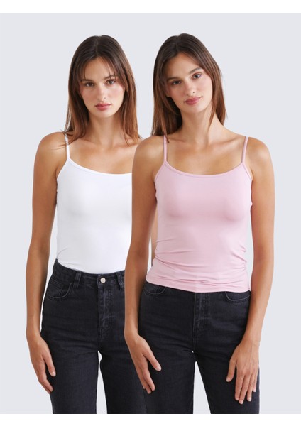 Kare Yaka Askılı Kadın Atlet 2'li