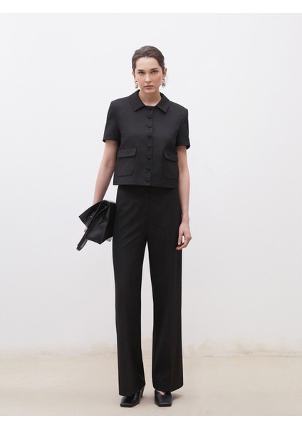 Loose Fit Krep Kadın Pantolon