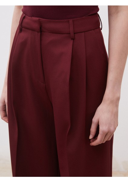 Loose Fit Krep Kadın Pileli Pantolon modelleri