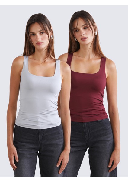 Kare Yaka Kadın Atlet 2'li