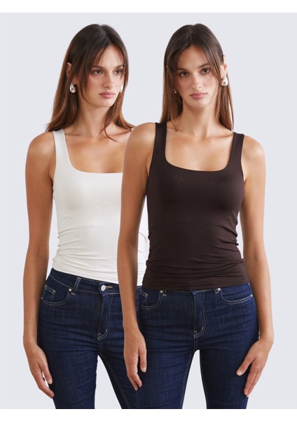 Kare Yaka Kadın Atlet 2'li