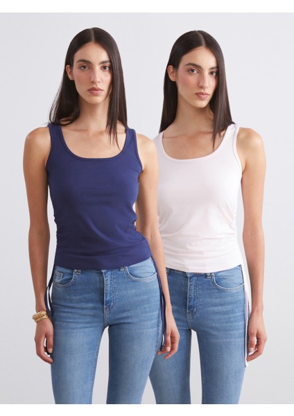 Kare Yaka Büzgülü Kadın Atlet 2'li