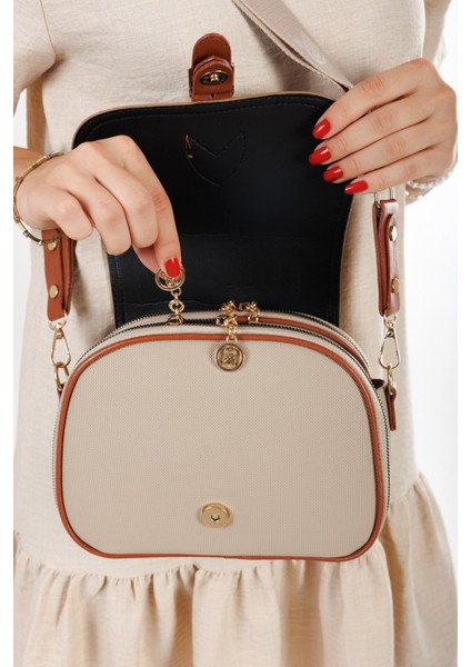 Kadın Uzun Askılı Çapraz Omuz Çantası NEW357 - Bej indirimleri