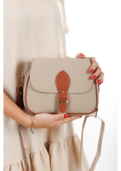 Kadın Uzun Askılı Çapraz Omuz Çantası NEW357 - Bej