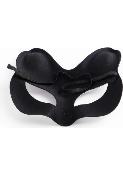 Siyah Renk Süet Kaplama Üzeri Pembe Sarı Simli Kedi Maskesi 17X14 cm modelleri