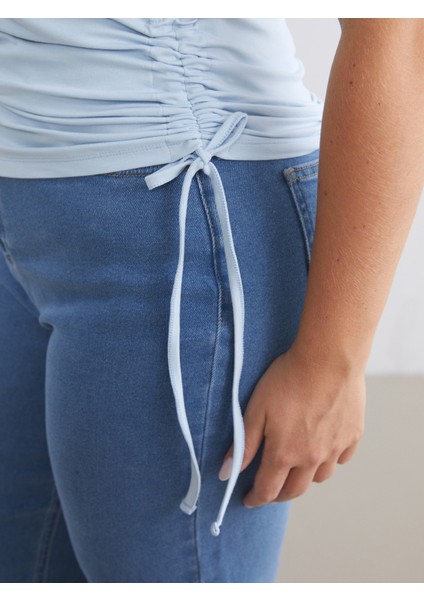 Büyük Beden Kare Yaka Büzgülü Kadın Atlet 2'li