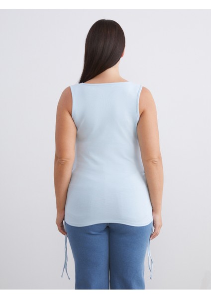 Büyük Beden Kare Yaka Büzgülü Kadın Atlet 2'li