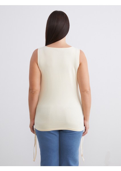 Büyük Beden Kare Yaka Büzgülü Kadın Atlet 2'li