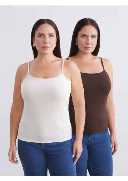 Büyük Beden U Yaka Kadın Atlet 2'li