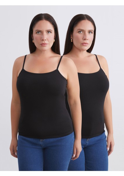 Büyük Beden U Yaka Kadın Atlet 2'li