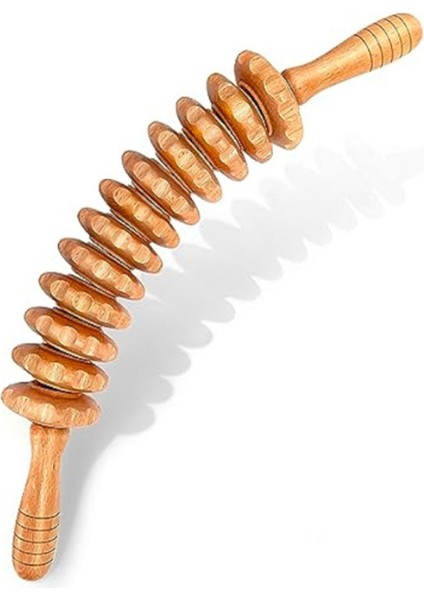 12 Esnek Tekerlekli Ahşap Gua Sha Masaj Çubuğu, Lenf Drenajı ve Selülit Karşıtı Masaj Roller