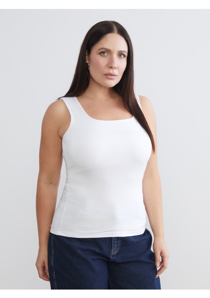 Büyük Beden Kare Yaka Kadın Atlet 2'li modelleri