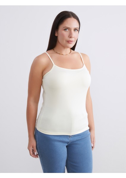 Büyük Beden Kare Yaka Askılı Kadın Atlet 2'li modelleri