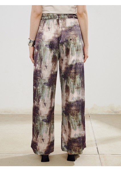 Beli Lastikli Desenli Geniş Paça Kadın Pantolon fırsatları