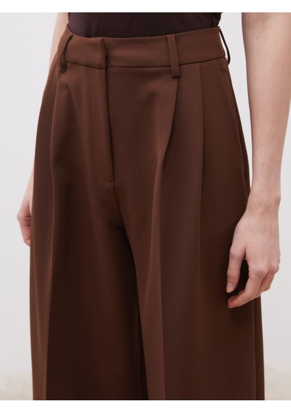 Loose Fit Krep Kadın Pileli Pantolon modelleri