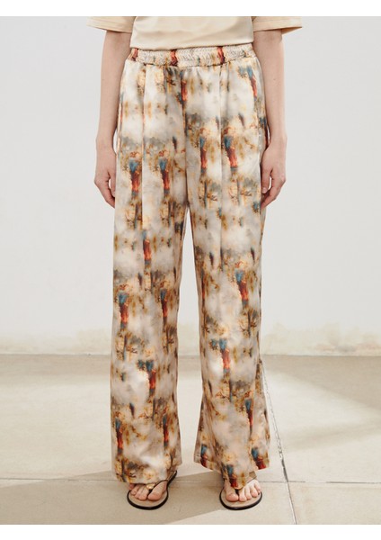 Beli Lastikli Desenli Geniş Paça Kadın Pantolon fiyatları