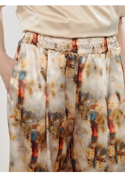 Beli Lastikli Desenli Geniş Paça Kadın Pantolon modelleri