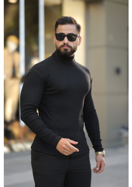 Siyah Kaşkorse Balıkçı Yaka Likralı Kazak modelleri