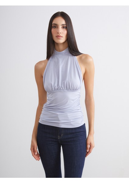 Halter Yaka Büzgülü Bluz
