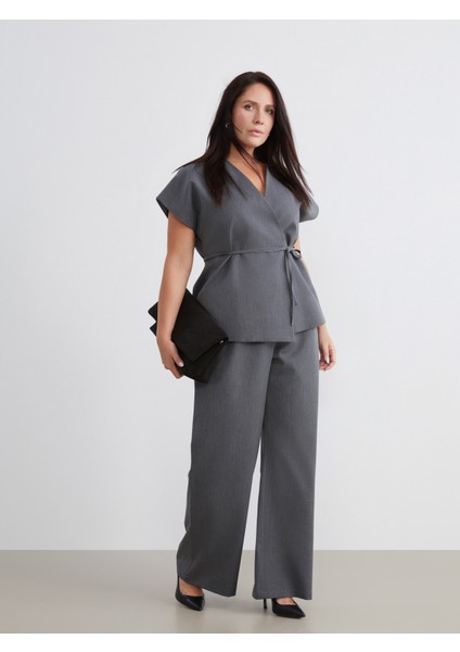 Büyük Beden Loose Fit Kadın Pileli Pantolon