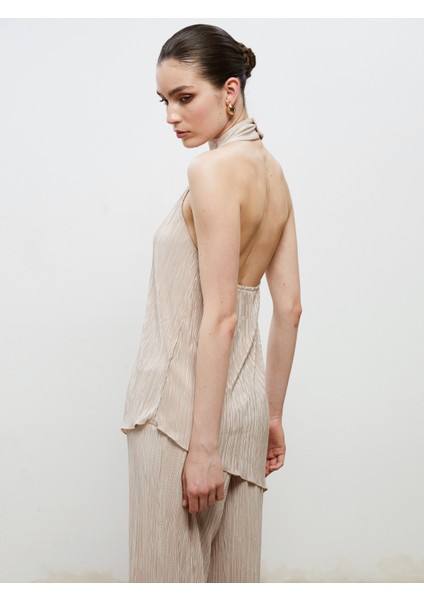 Halter Yaka Dokulu Bluz