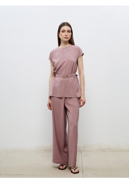 Beli Lastikli Geniş Paça Kadın Pantolon