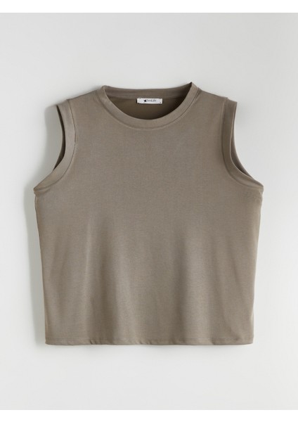 Bisiklet Yaka Modal Karışımlı Kadın Atlet