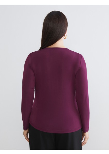 Büyük Beden Bisiklet Yaka Büzgülü Bluz fırsatları