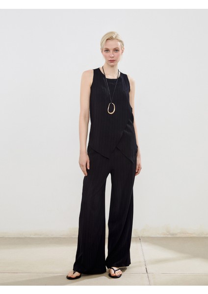 Beli Lastikli Keten Karışımlı Kadın Pantolon