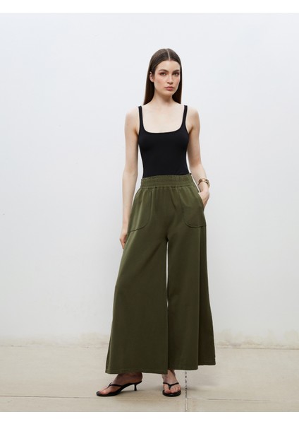 Beli Lastikli Geniş Paça Kadın Pantolon