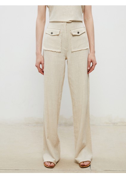 Standart Fit Keten Karışımlı Kadın Pantolon fiyatları