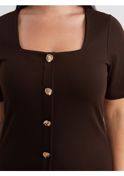 Büyük Beden Düğme Detaylı Bluz modelleri