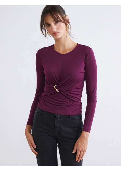 Bisiklet Yaka Büzgülü Bluz