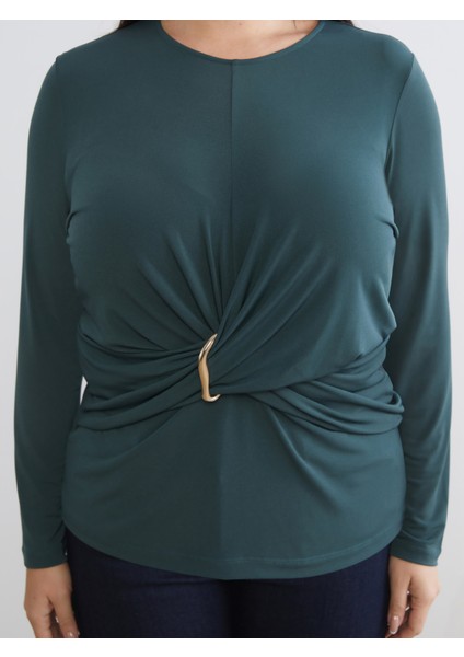 Büyük Beden Bisiklet Yaka Büzgülü Bluz modelleri