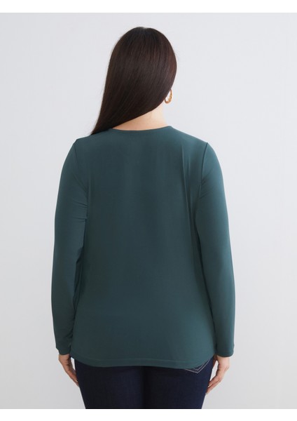 Büyük Beden Bisiklet Yaka Büzgülü Bluz fırsatları